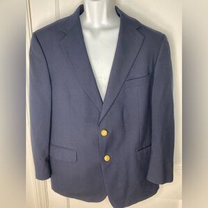BROOKS BROTHERS %100 Worsted Wool Classic 346 Navy Blazer with Gold Buttons